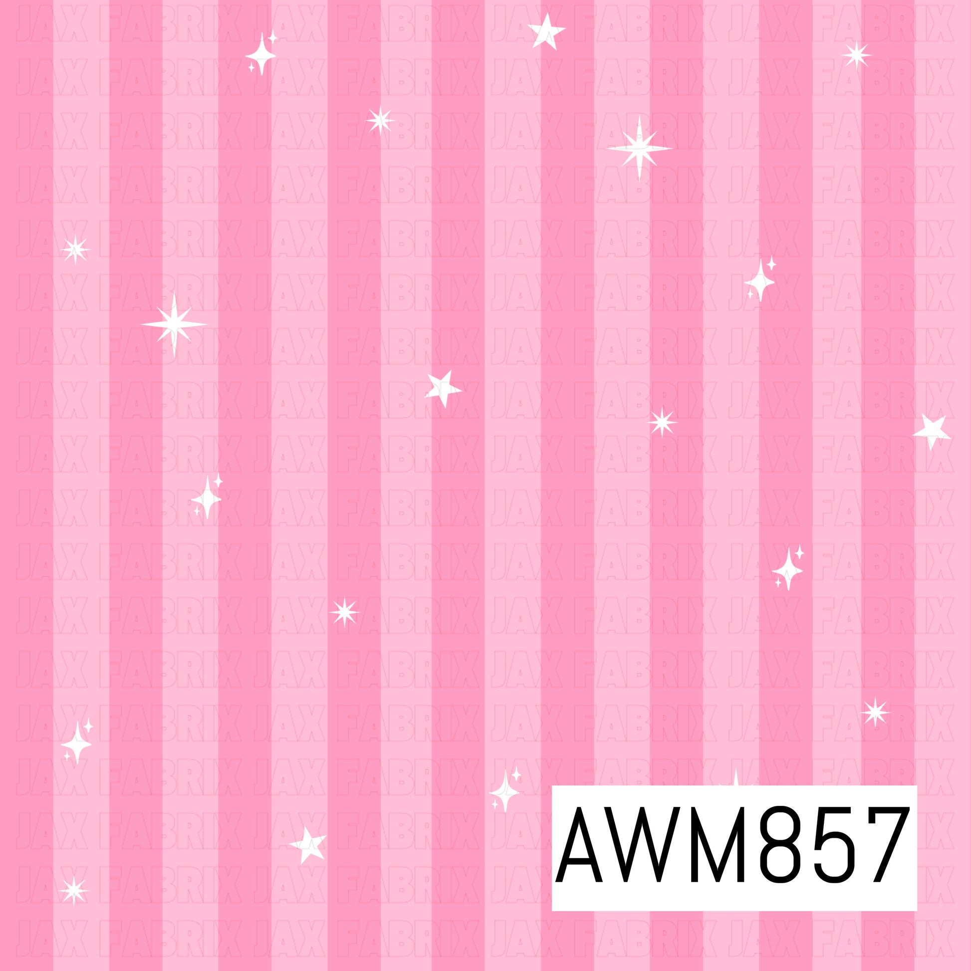A simple and elegant coordinate design featuring soft pink vertical stripes accented with scattered white twinkling stars and sparkles. The pastel color palette creates a sweet, dreamy, and magical backdrop, perfect as a coordinating print for princess, fantasy, or whimsical-themed collections.