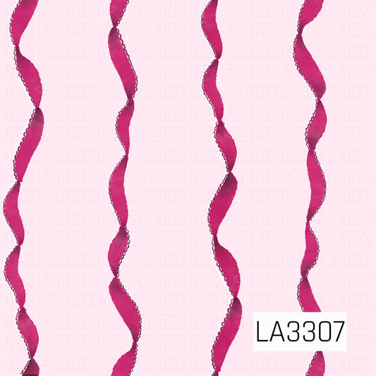 A playful pink Christmas pattern featuring bright pink twisting ribbons arranged in vertical rows against a soft blush pink background. The tonal pink palette gives it a sweet, girly and preppy holiday feel.
