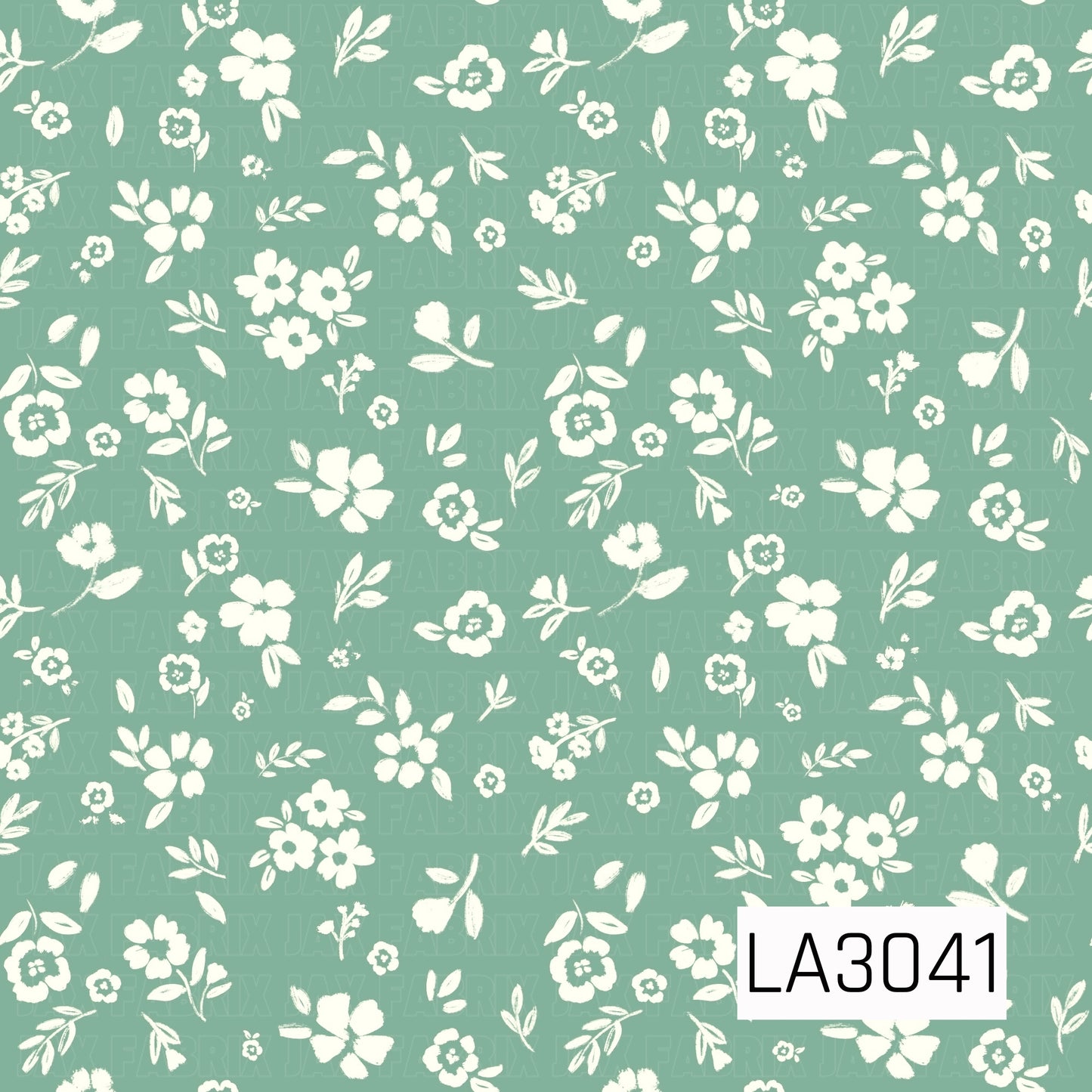 A delicate vintage floral featuring creamy white blossoms, tiny buds, and leafy sprigs scattered across a soft sage green background. The simple hand-painted texture gives it a fresh, sweet cottage-inspired feel.

