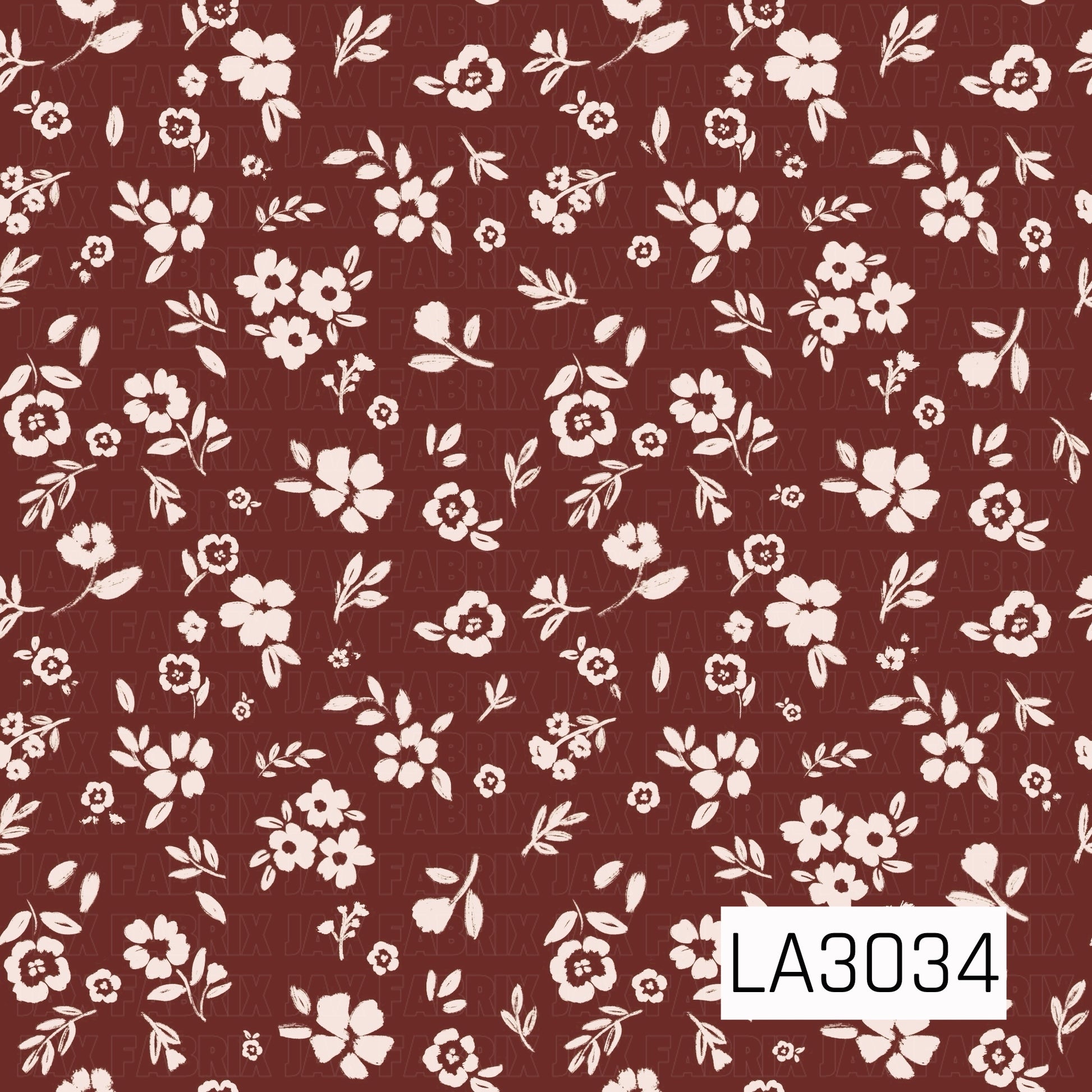 A charming vintage floral featuring delicate cream blossoms and leafy sprigs scattered across a rich raisin-brown background. The hand-painted texture and simple two-tone palette give it a warm, timeless cottage feel.
