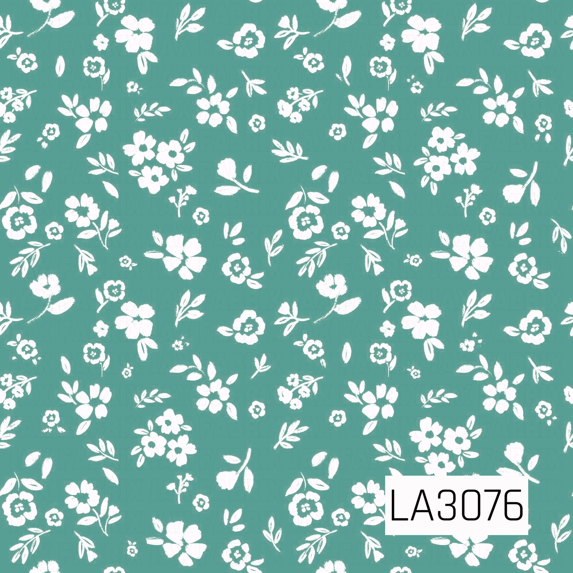 A delicate floral pattern featuring scattered white wildflowers, leafy sprigs, and petite blossoms across a soft seafoam green background. The hand-painted, slightly textured details give the design a fresh vintage-inspired cottage feel.
