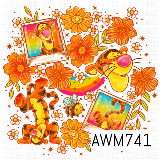 This adorable PNG features playful tiger characters, buzzing bees, retro rainbows, blooming orange and white flowers, leafy accents, and Polaroid-style snapshots in bright shades of orange, yellow, pink, teal, green, and white. Perfect for creating stickers, sublimation designs, apparel, tumblers, planners, stationery, and other fun nostalgic-inspired crafts.