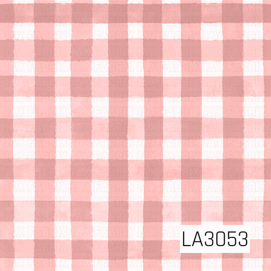A soft watercolor gingham featuring a classic check pattern in blush pink, dusty rose, and creamy white. The slightly uneven, hand-painted edges give the traditional plaid a cozy, vintage farmhouse feel.
