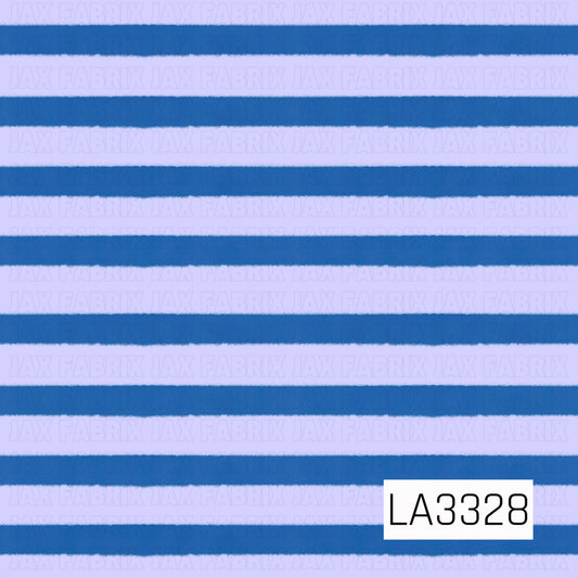 A bold horizontal stripe pattern featuring vibrant royal blue and soft lavender. The slightly textured, hand-painted edges give the classic stripes a fun, playful finish.
