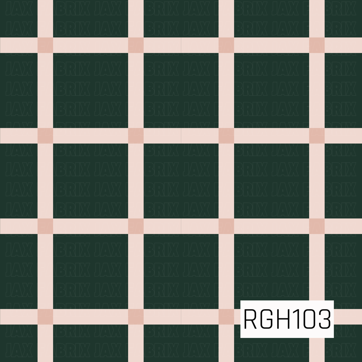 A classic windowpane plaid featuring a deep forest green background with soft cream horizontal and vertical lines. The oversized grid gives the design a clean, simple, and timeless look.
