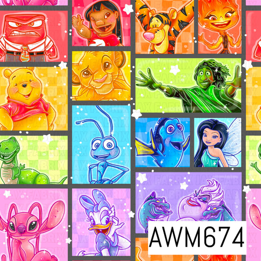 A bright retro collage featuring nostalgic animated characters arranged in colorful framed panels. Vibrant pink, orange, yellow, green, blue, and purple backgrounds are accented with thick dark borders, white stars, sparkles, and playful pops of color.