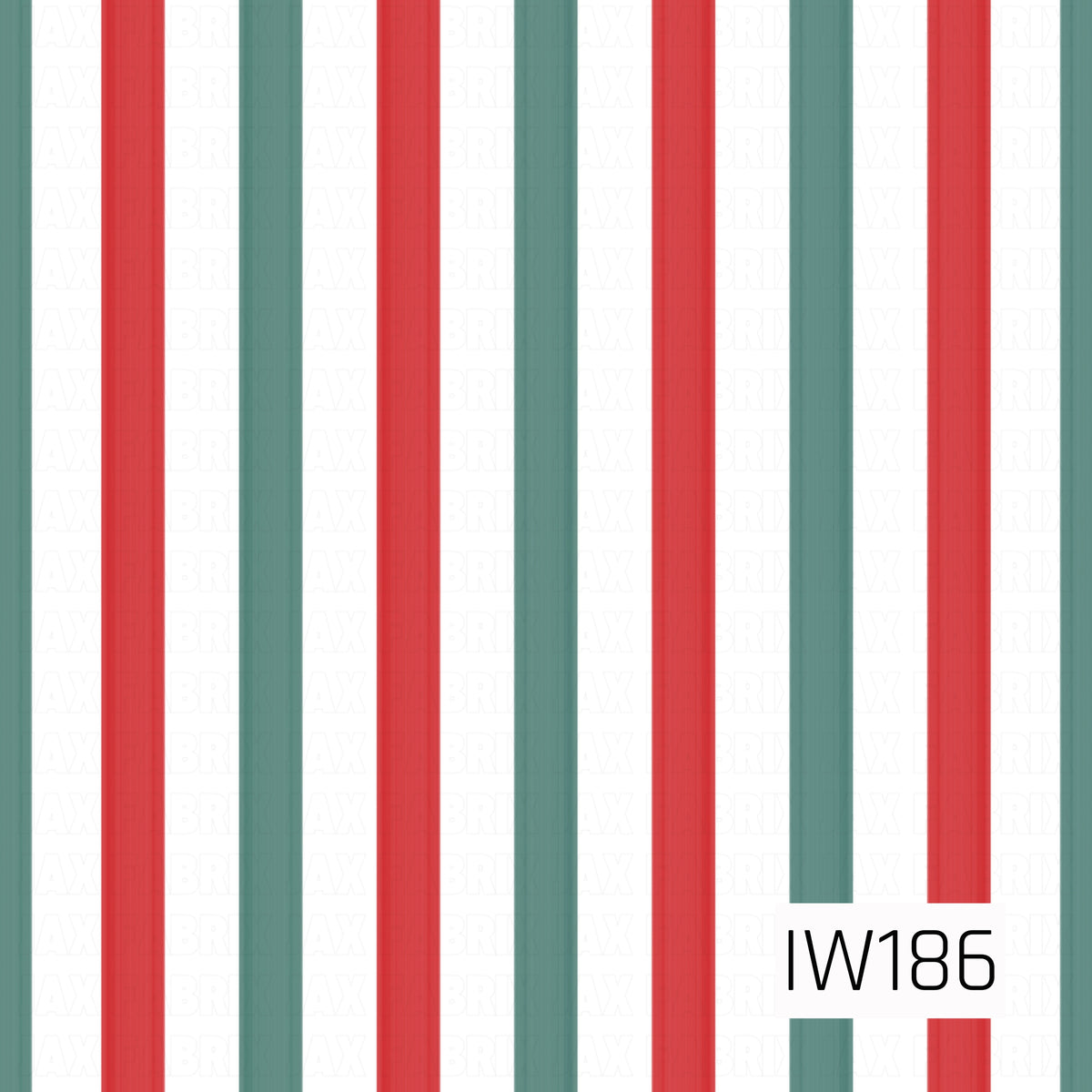 A classic Christmas cabana stripe pattern featuring alternating vertical stripes of festive red and muted sage green against a crisp white background. The evenly spaced, bold stripes create a clean, timeless design with a cheerful holiday feel.