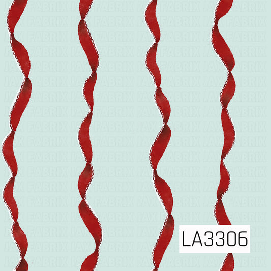 A classic Christmas pattern featuring twisting red ribbons arranged in vertical rows against a pale icy mint green background. The crisp red and soft green pairing creates a light, vintage-inspired holiday look.
