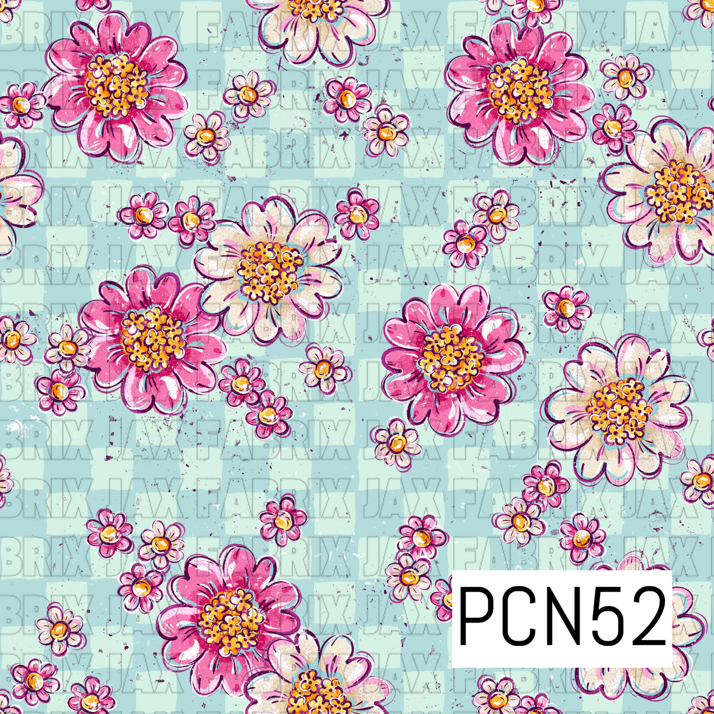 Floral Blue Check PCN52