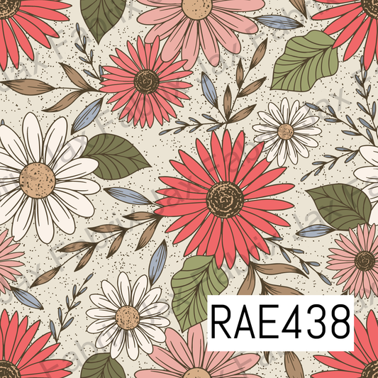 Retro Pink Daisy Floral  RAE438
