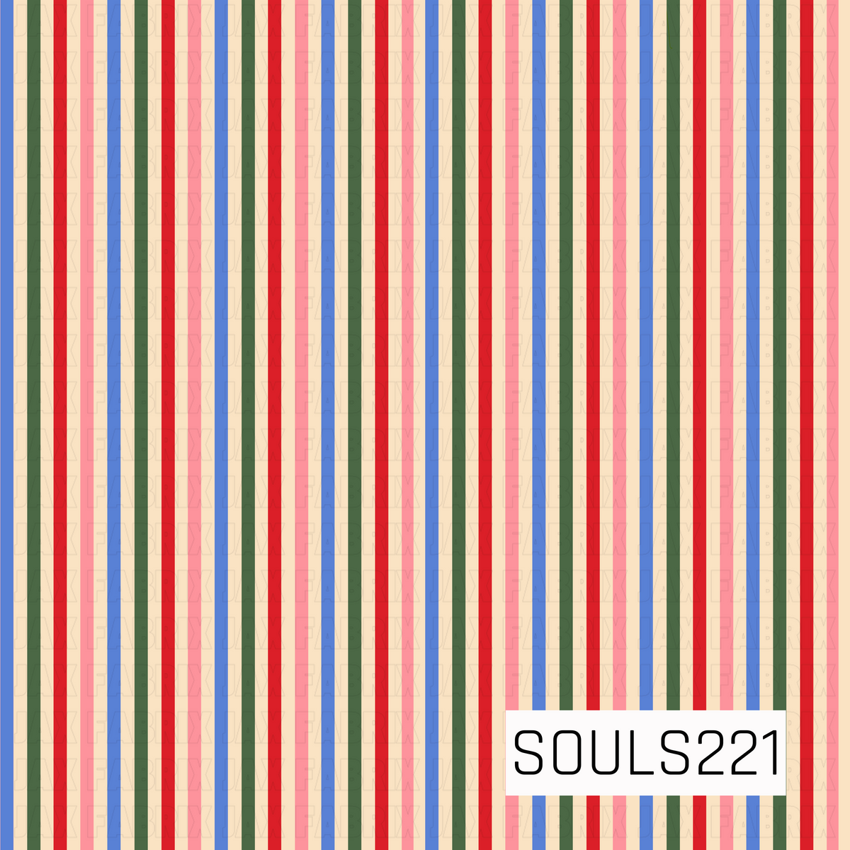 A retro-inspired vertical stripe pattern featuring alternating red, pink, green, blue, and cream stripes for a colorful vintage holiday feel.