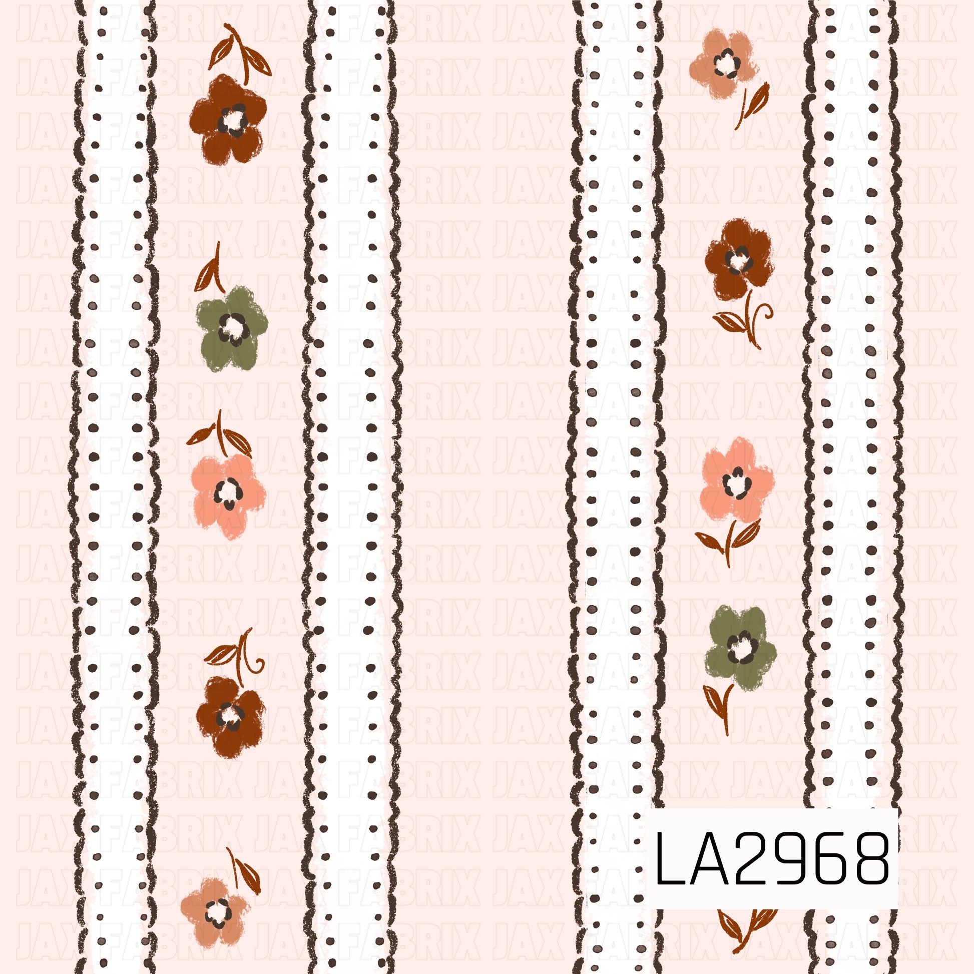 A delicate seamless stripe featuring a soft cream background accented with white lace ribbons, dotted trim, and hand-painted flowers in warm rust, peach, coral, and muted olive. This charming vintage-inspired design offers a cozy cottage feel and makes a beautiful coordinating print for autumn, floral, and whimsical collections.
