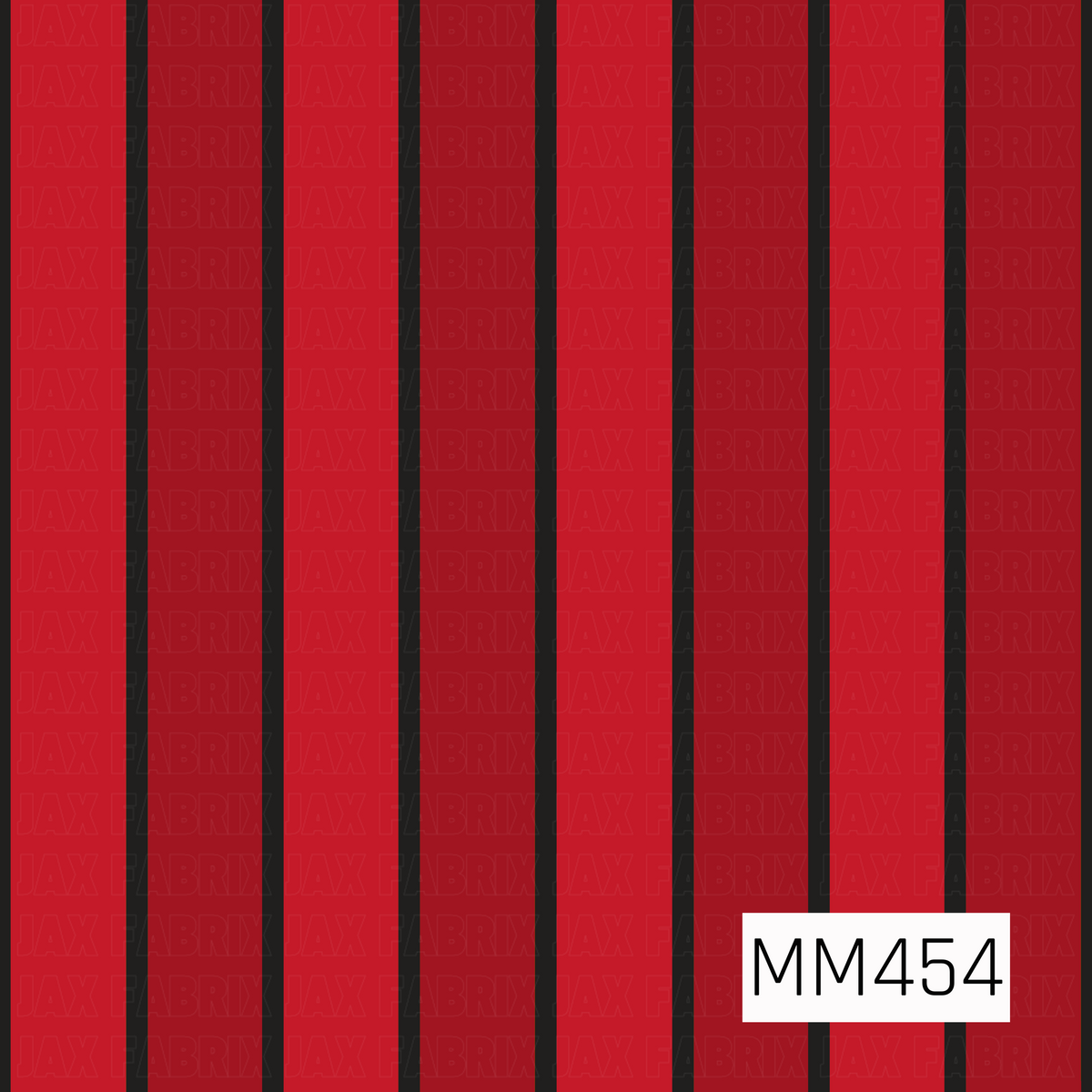 A bold vertical stripe pattern featuring alternating bands of bright red, deep crimson, and black. The varied stripe widths and rich, high-contrast color palette give the design a dramatic retro feel.