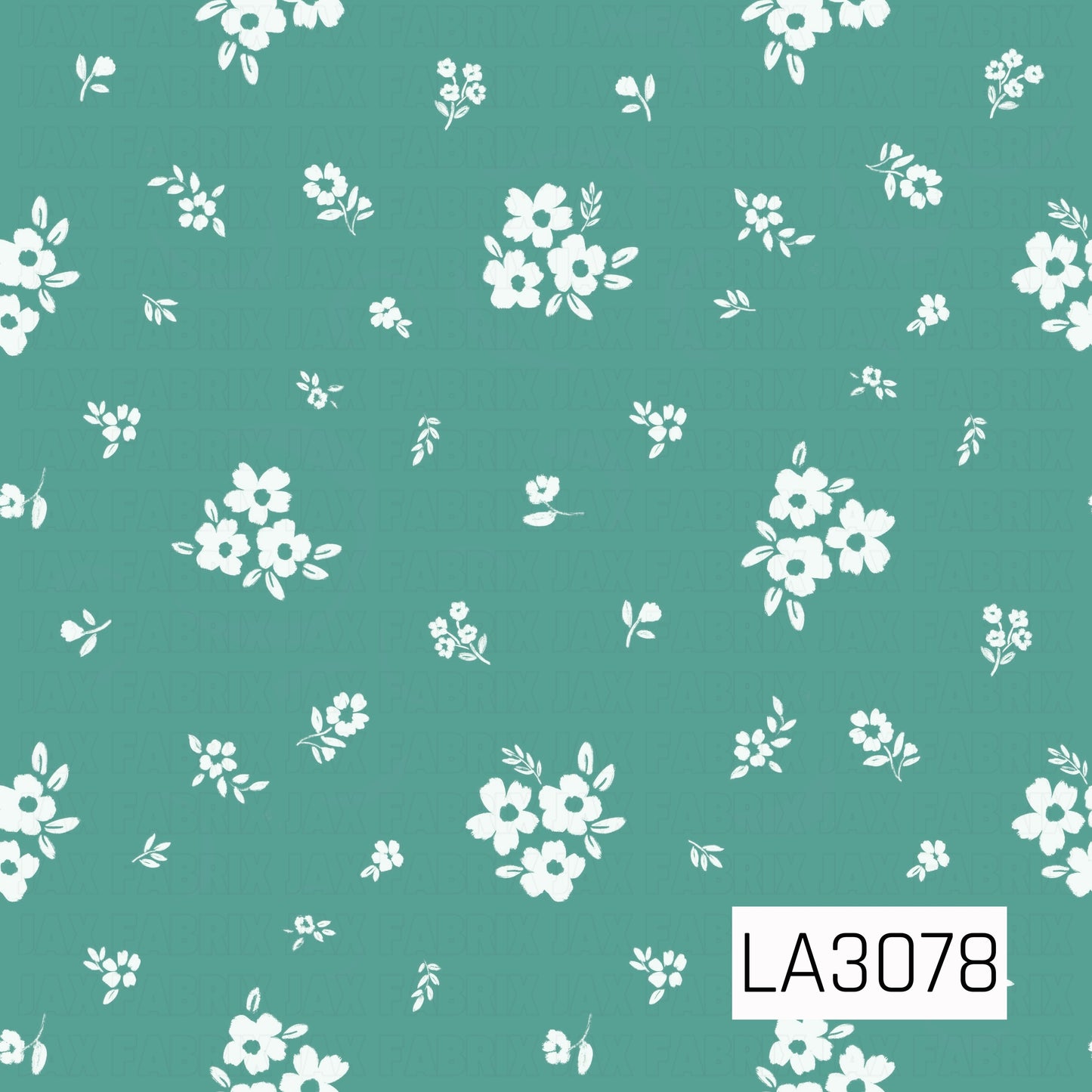 A sweet scattered floral pattern featuring petite white blossoms, small flower clusters, and delicate leafy sprigs on a soft seafoam green background. The loose spacing and hand-painted texture give it a fresh, airy cottage-inspired feel.
