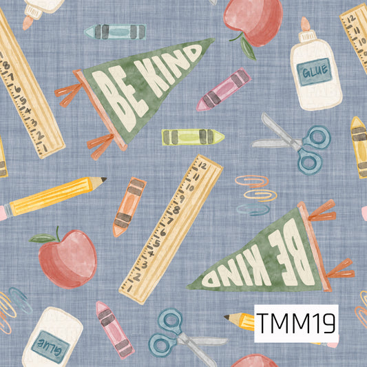 TMM19 - Apples And Alphabet Denim Blue