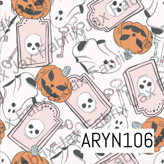 Pumpkins and Tombstones Pink ARYN106