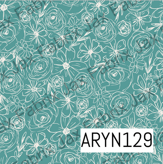 Sketchy Flowers Teal ARYN129