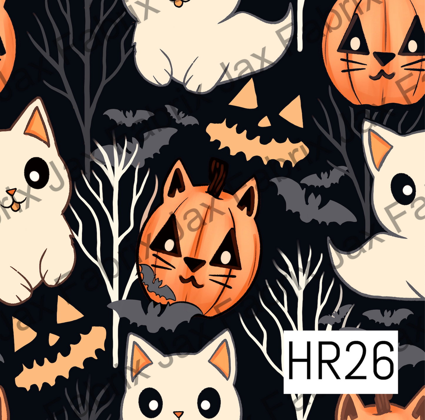 Pumpkin and Cats Black HR26