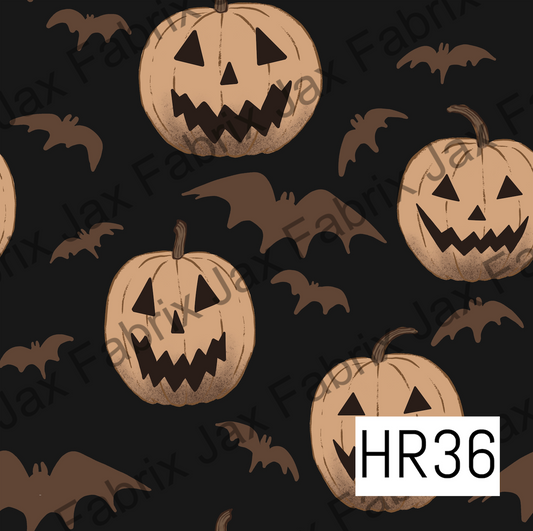 Pumpkin and Bats Black HR36