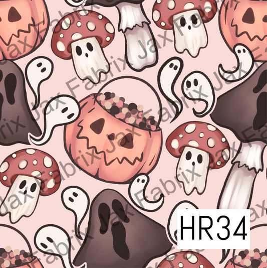 Mushroom And Ghosts Pink HR34