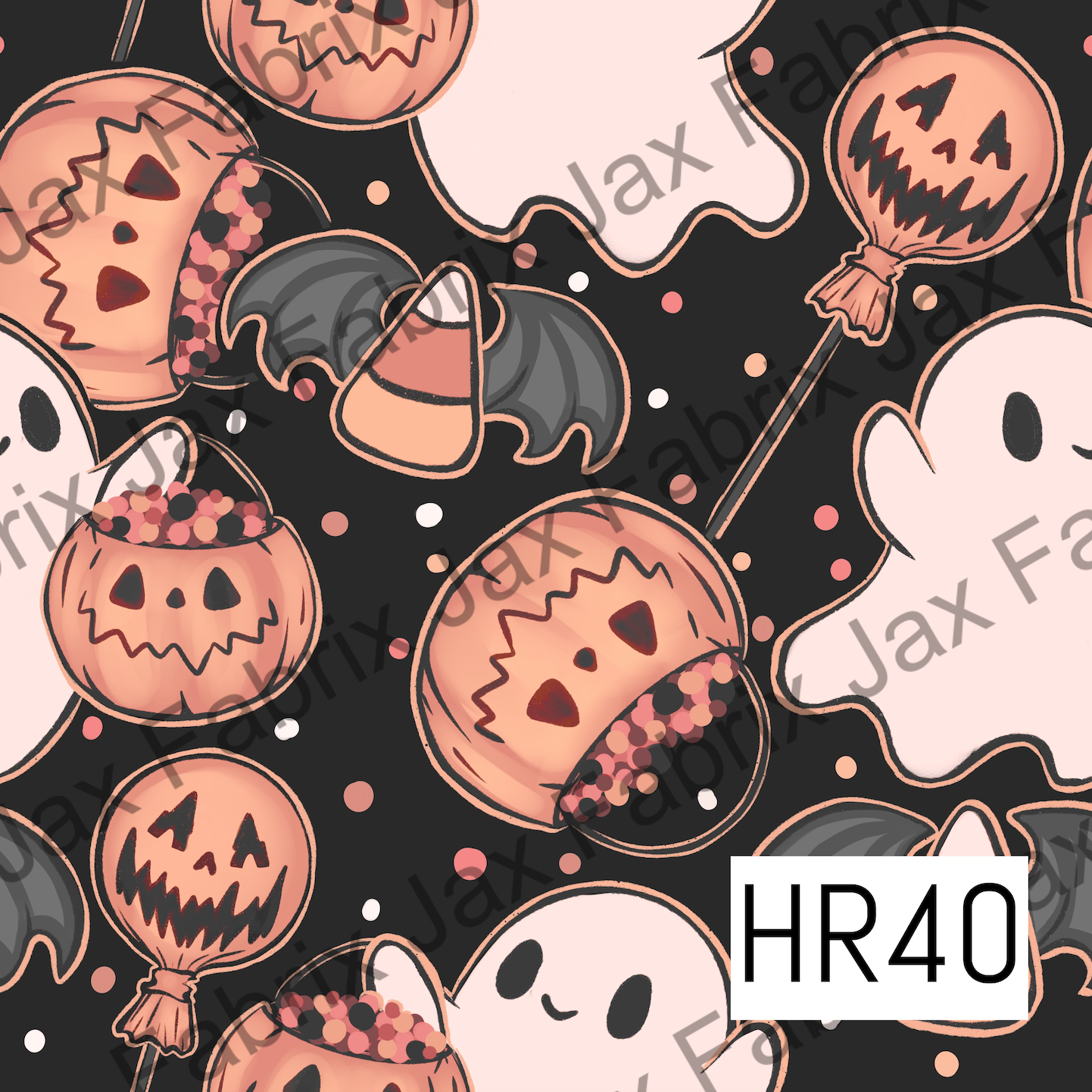 Pumpkins And Ghosts Black HR40