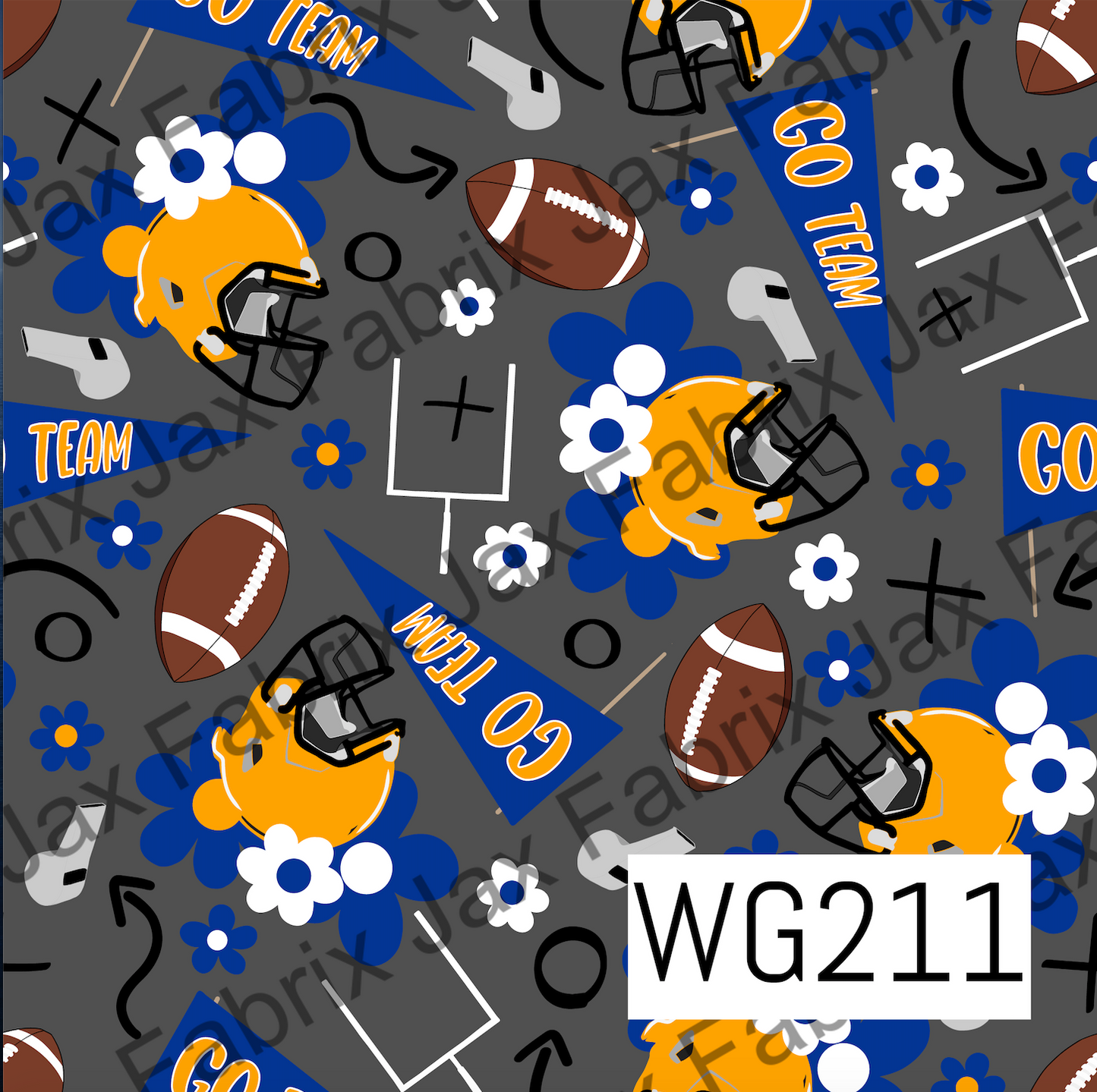 Blue and Gold-Yellow Floral Football WG211