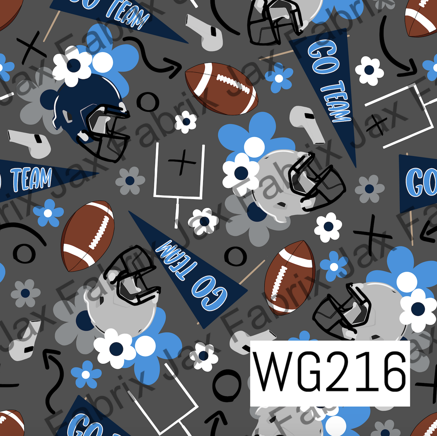 Blue and Light Blue Floral Football WG216