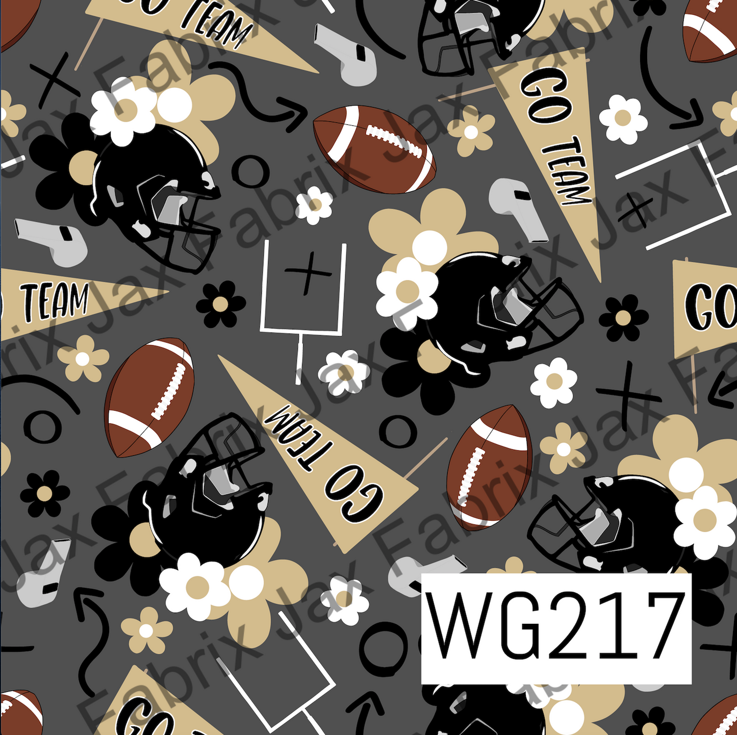 Black and Gold Floral Football WG217