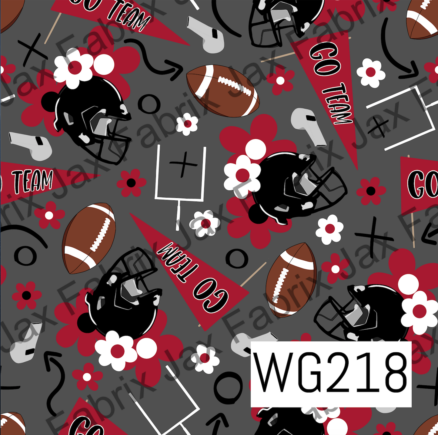 Black and Red Floral Football WG218
