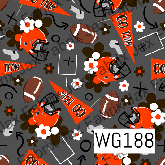 Orange and Brown Floral Football WG188