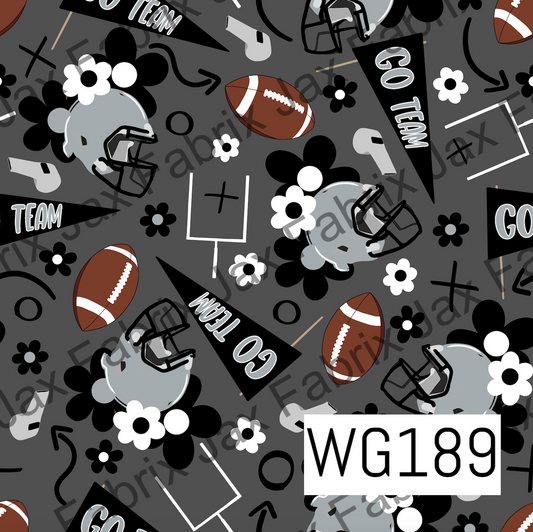 Silver and Black Floral Football WG189