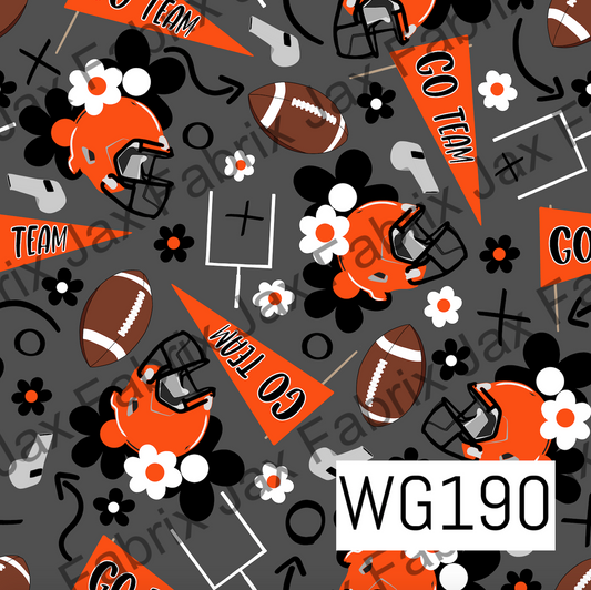 Orange and Black Floral Football WG190