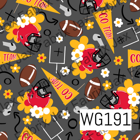 Red and Gold Floral Football WG191