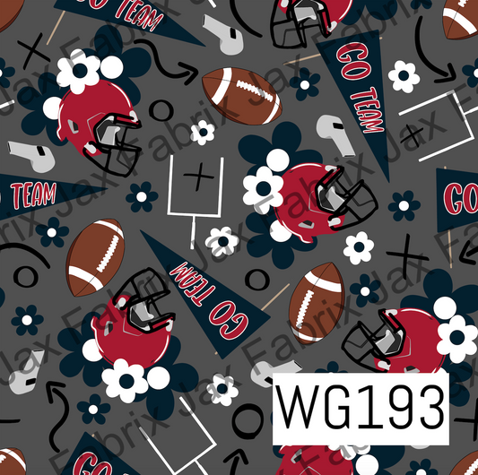 Red and Blue Floral Football WG193