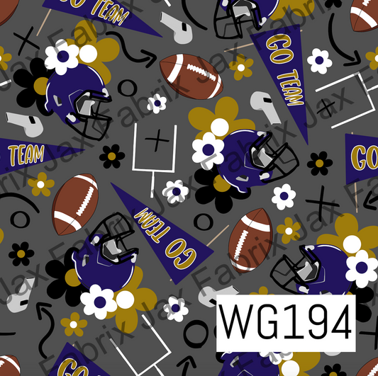 Gold and Purple Floral Football WG194