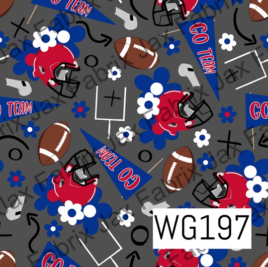 Blue and Red Floral Football WG197
