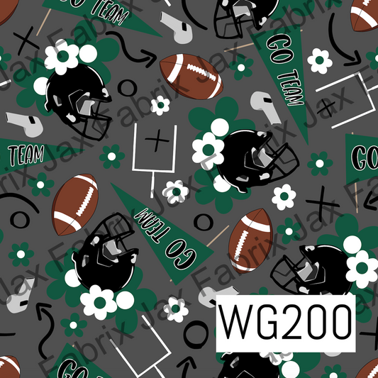 Green and White Floral Football WG200