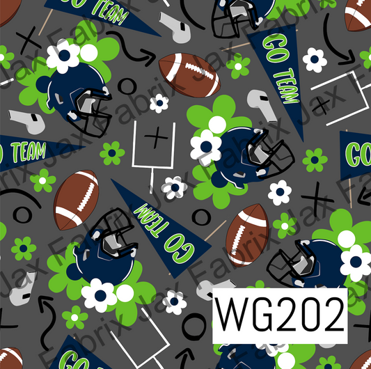 Navy and Green Floral Football WG202