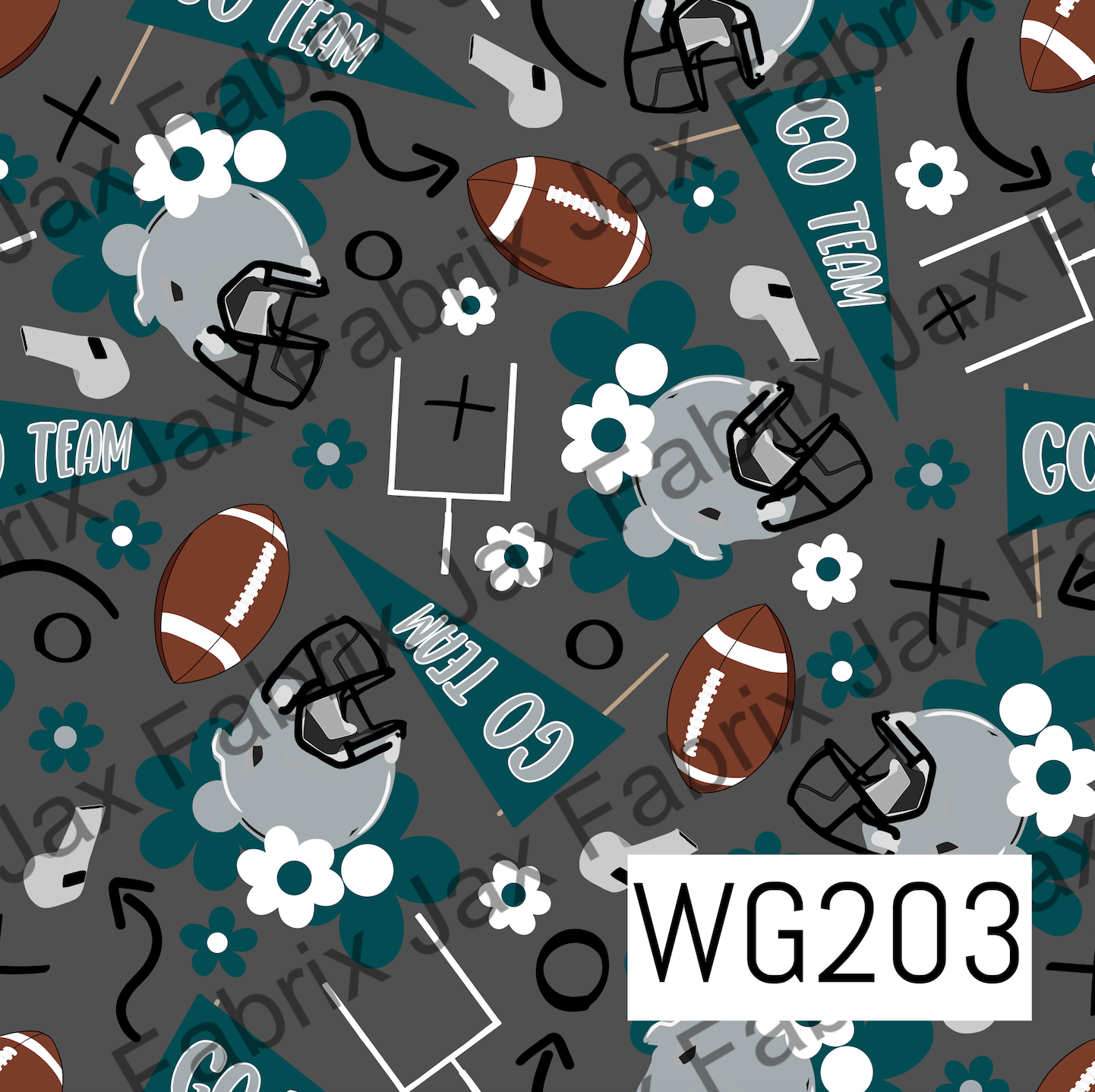 Kelly Green and Silver Floral Football WG203