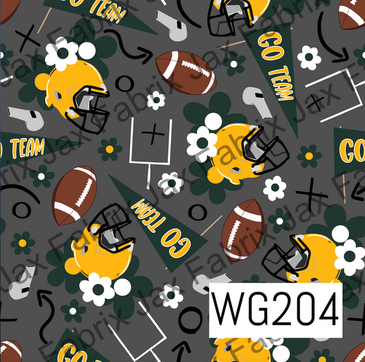 Green and Gold Floral Football WG204