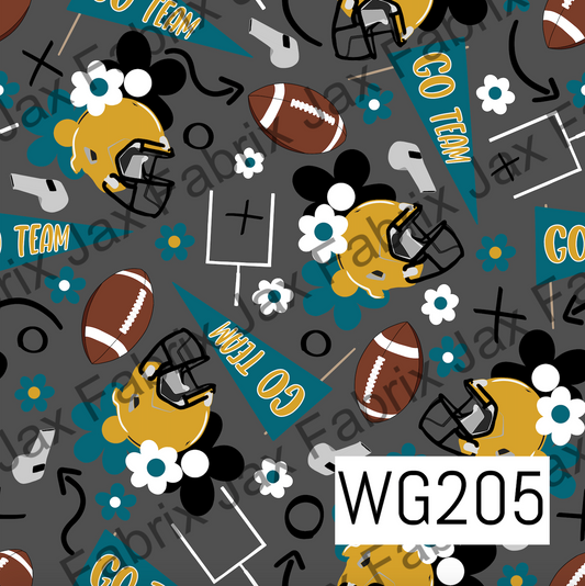 Gold and Teal Floral Football WG205