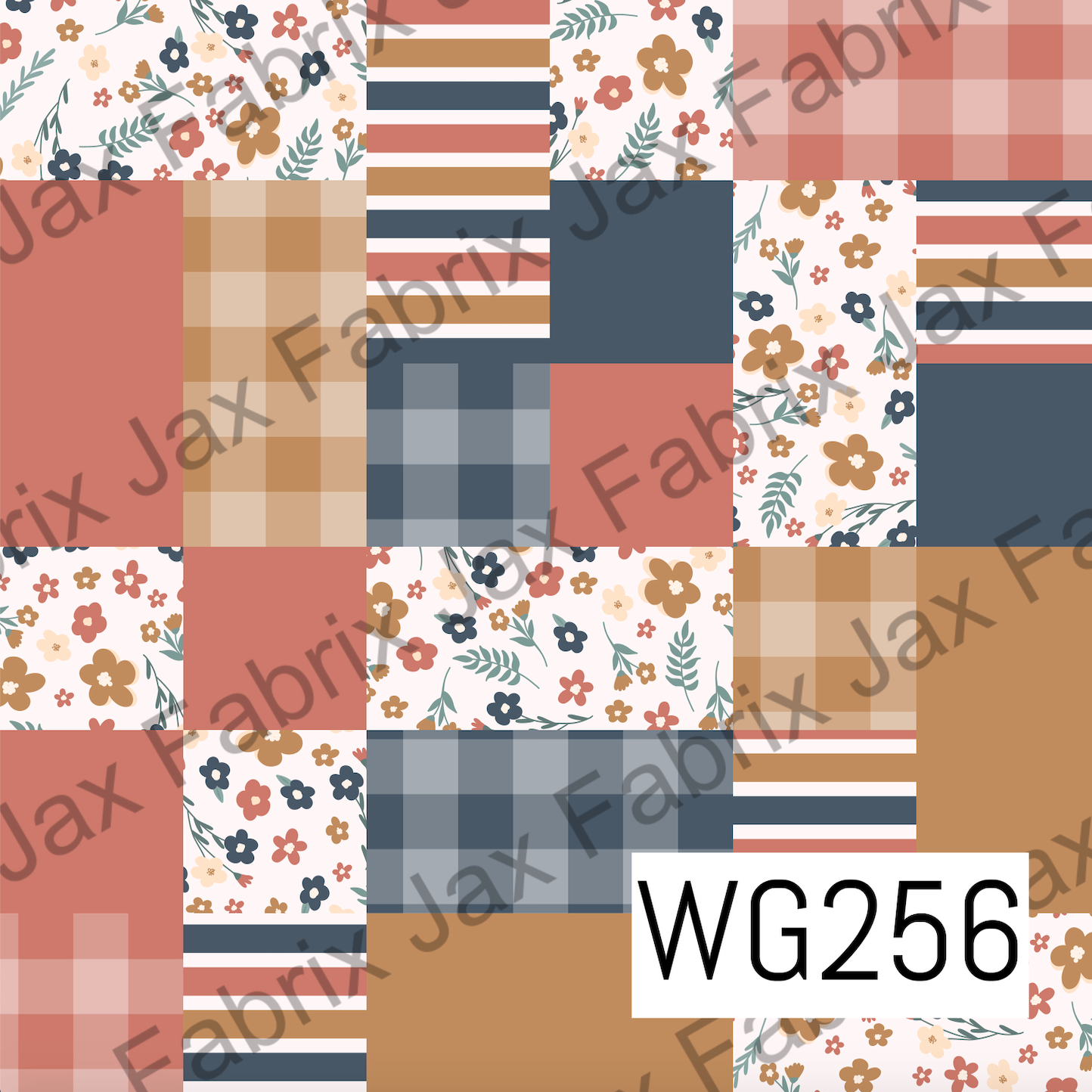 Dainty Fall Floral Patchwork Navy WG256