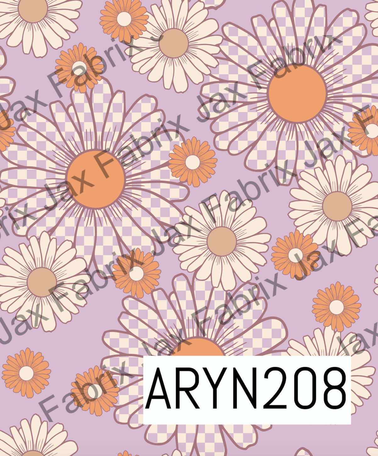 Retro Check Daisy Purple and Orange ARYN208