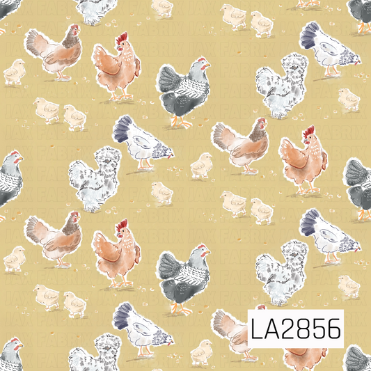 Rustic Yellow Chicken Design. clack and white chickens, browns chickens and baby yellow chicks