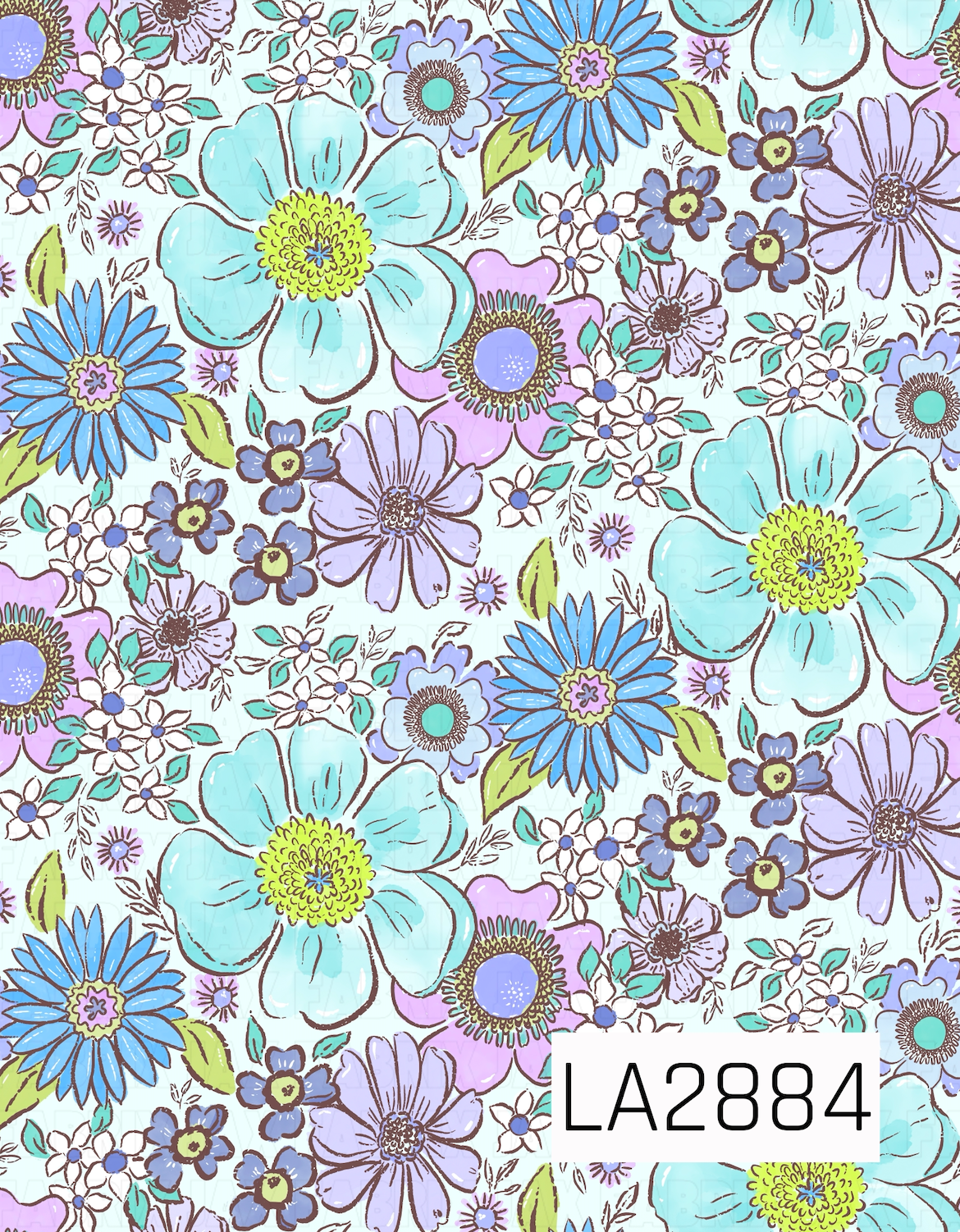LA2884 - Aqua Cool Groovy Floral