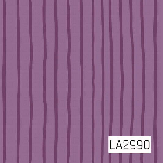A simple coordinating pattern featuring hand-painted wavy vertical stripes in rich plum on a soft lavender background. This artistic stripe adds subtle texture and a modern touch while coordinating beautifully with fall, floral, and Thanksgiving-inspired collections.
