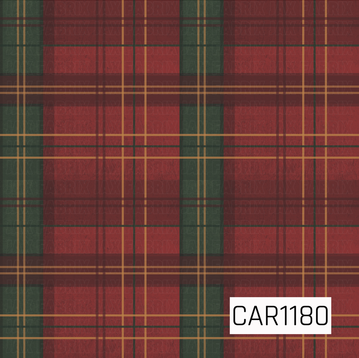 A classic holiday plaid featuring rich cranberry red and deep forest green blocks layered with thin golden tan and dark burgundy lines. A softly textured finish gives the pattern a warm, vintage Christmas feel.
