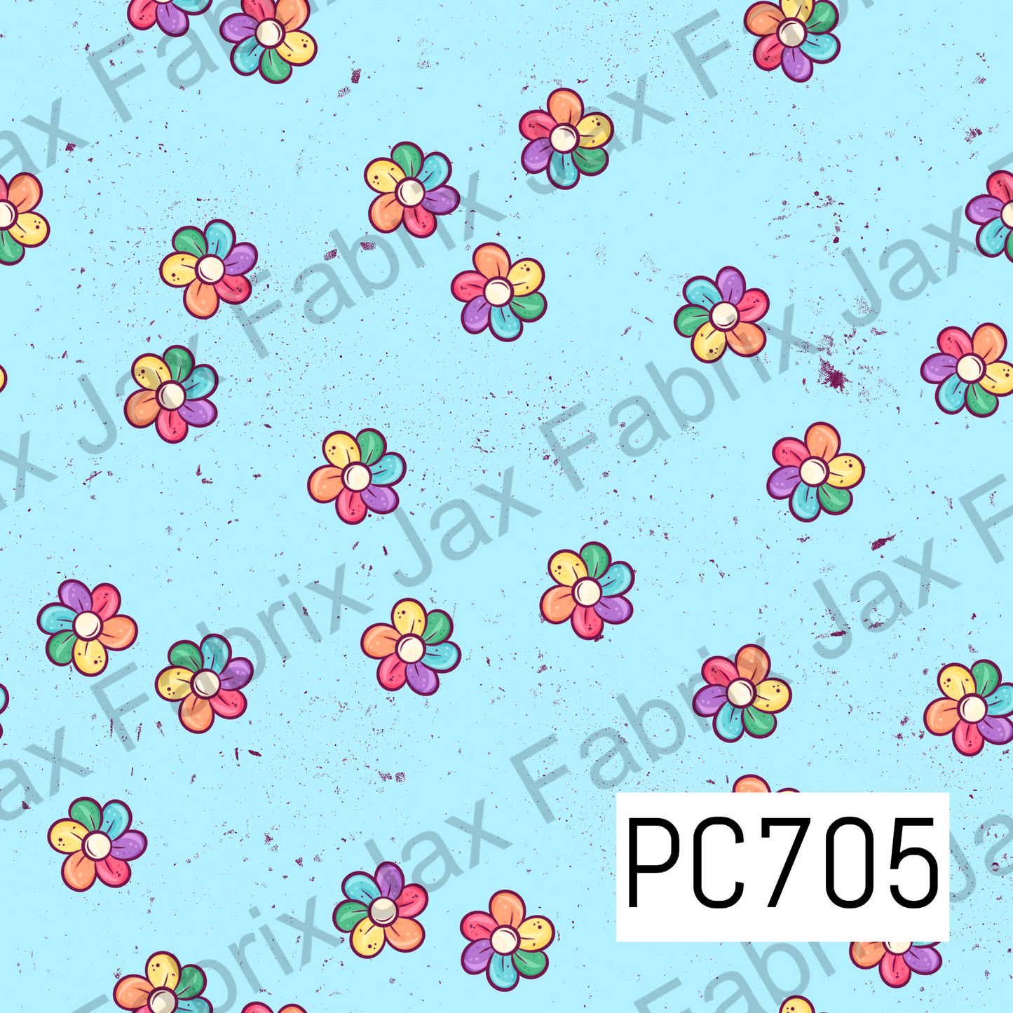 Simple Rainbow Flowers  Blue PC705