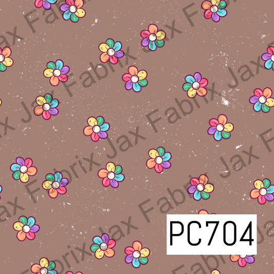 Simple Rainbow Flowers Brown PC704