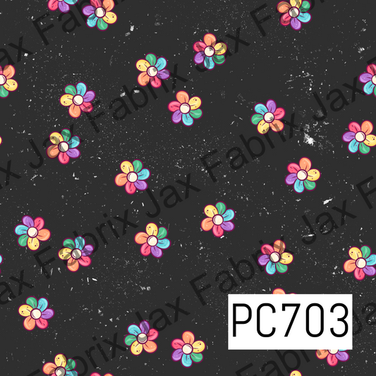 Simple Rainbow Flowers Charcoal PC703